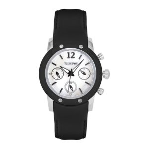 Reloj de mujer análogo y correa de cuero color negro Tempus